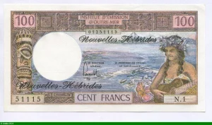 100 FRANCS "Tahitienne jouant de la guitare"