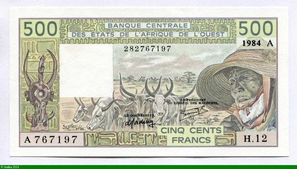 500 FRANCS Viel Homme & Troupeau de Zébus
