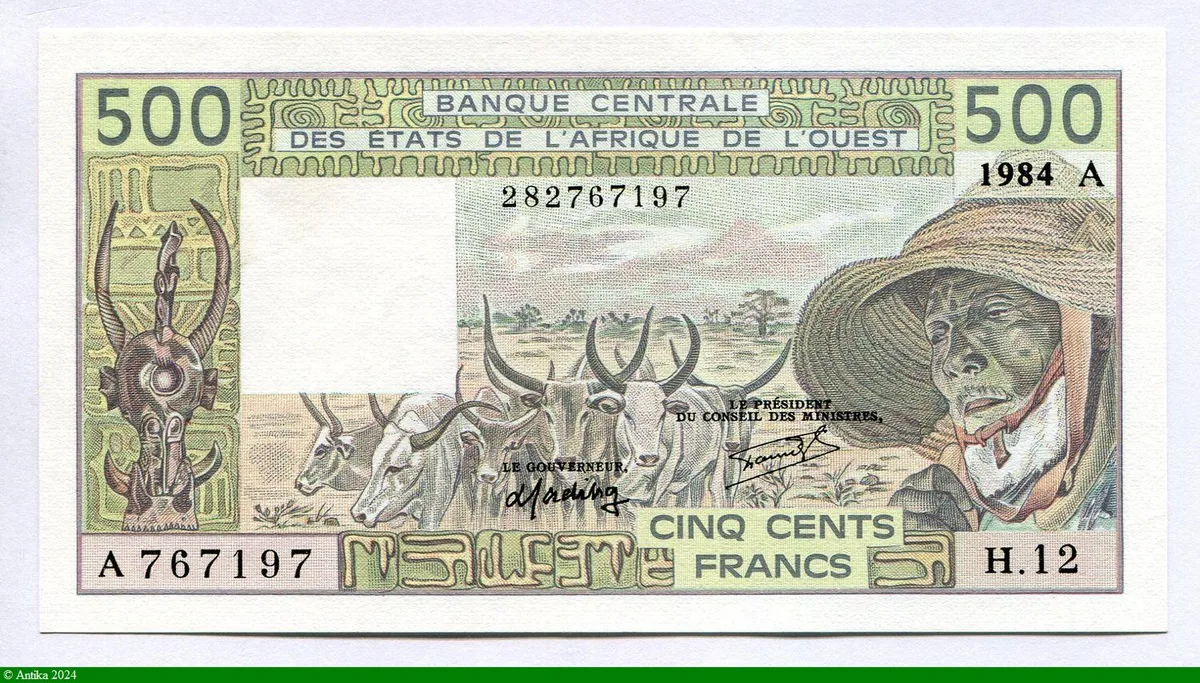 500 FRANCS Viel Homme & Troupeau de Zébus