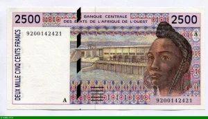 2500 FRANCS Jeune Africaine & Scène de village