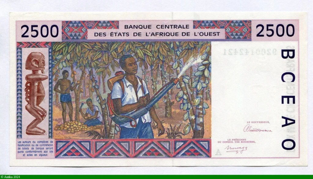 2500 FRANCS Jeune Africaine & Scène de village