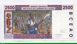 2500 FRANCS Jeune Africaine & Scène de village