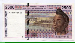 2500 FRANCS Jeune Africaine & Scène de village
