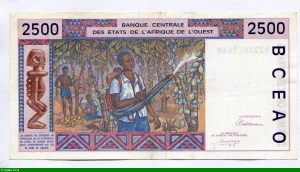 2500 FRANCS Jeune Africaine & Scène de village