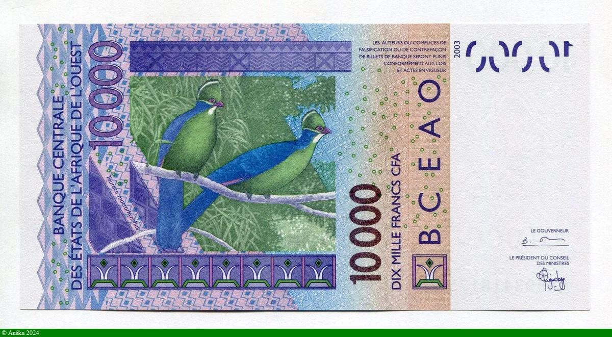 10000 FRANCS Masque & Oiseaux