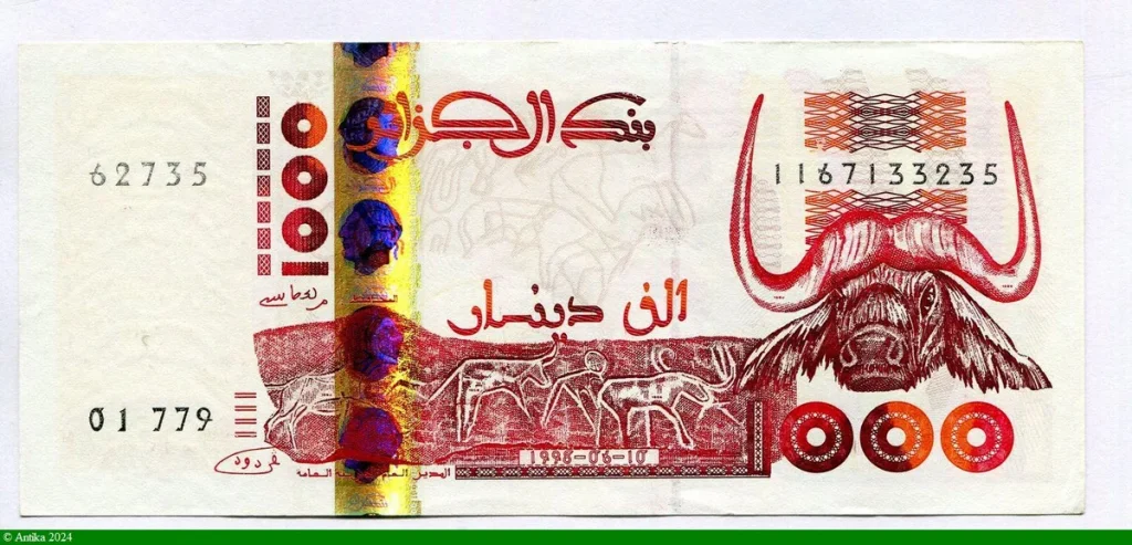 1000 Dinars Buffle & Paysage rupestre