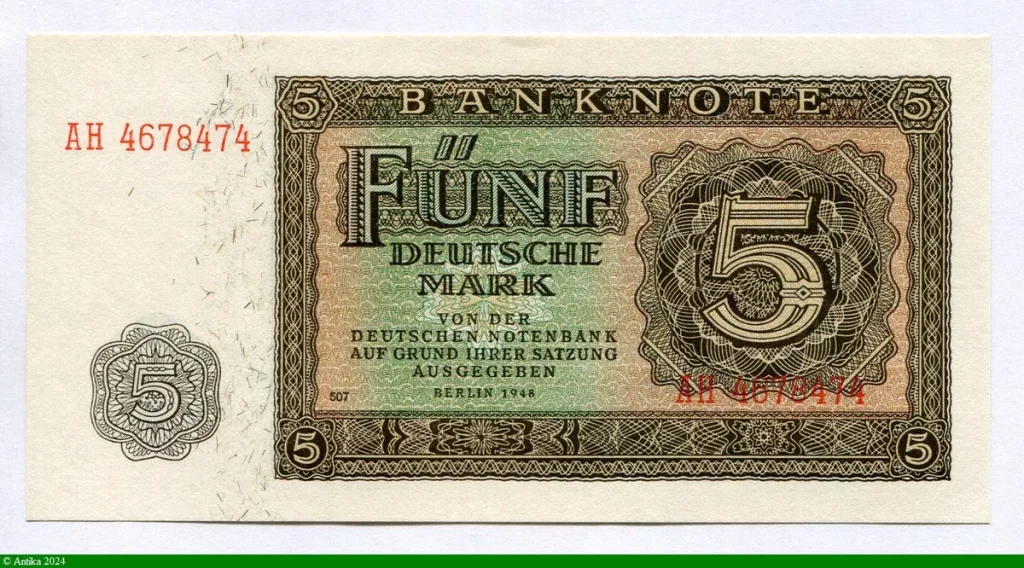 5 Deutsche Mark Marron-Vert (7 Chiffres)