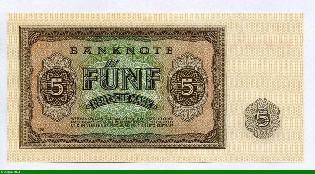 5 Deutsche Mark Marron-Vert (7 Chiffres)