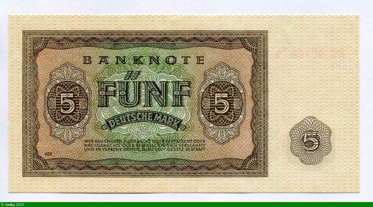 5 Deutsche Mark Marron-Vert (7 Chiffres)