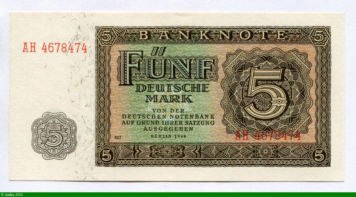 5 Deutsche Mark Marron-Vert (7 Chiffres)