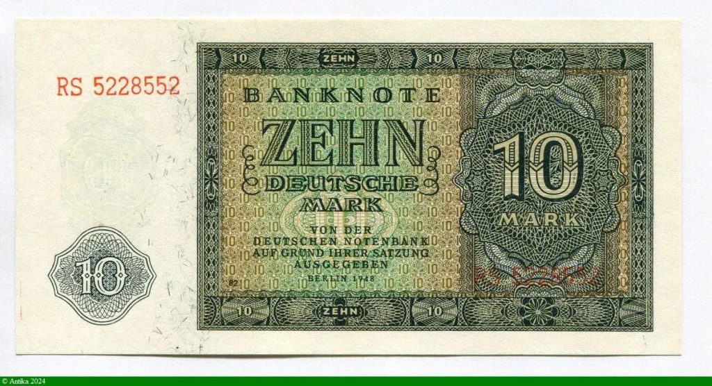 10 Deutsche Mark Vert gris (7 chiffres)