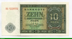 10 Deutsche Mark Vert gris (7 chiffres)