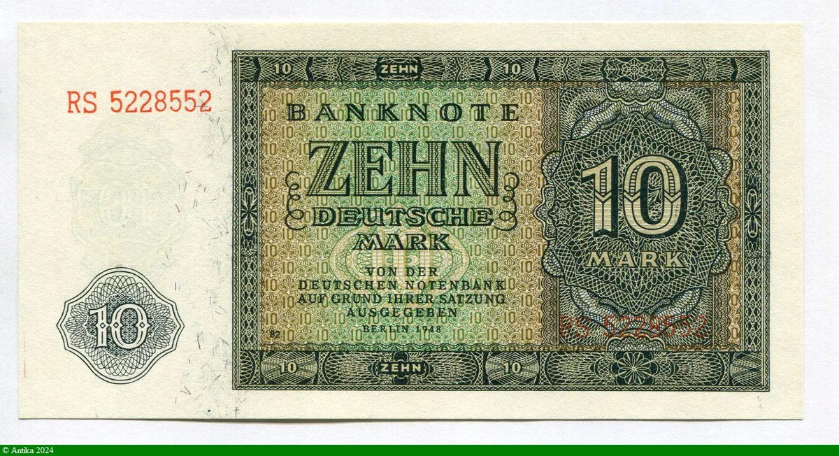 10 Deutsche Mark Vert gris (7 chiffres)