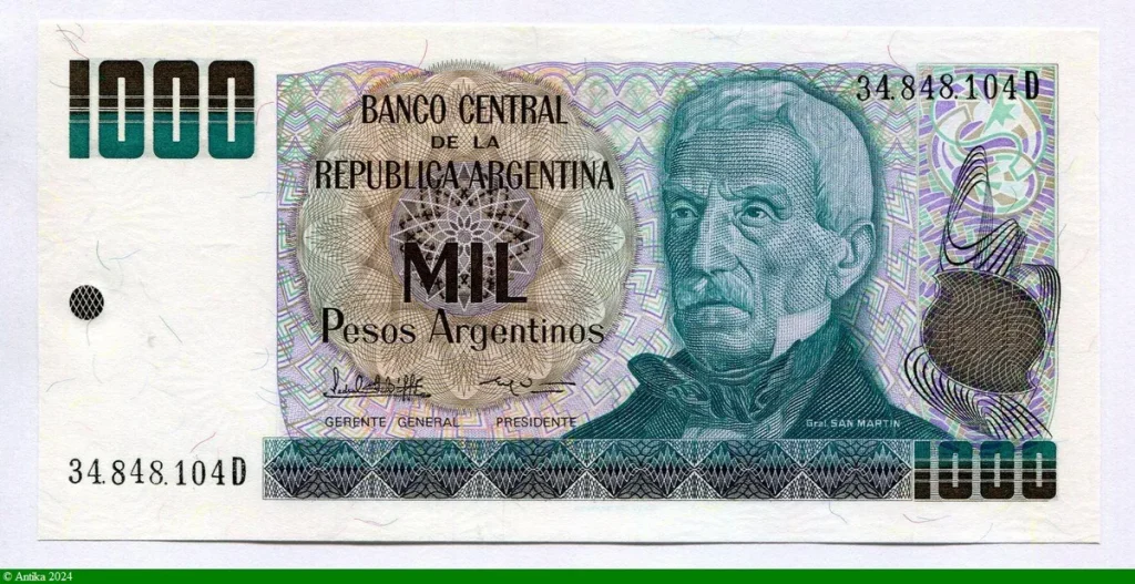 1000 Pesos Argentinos Général San Martin