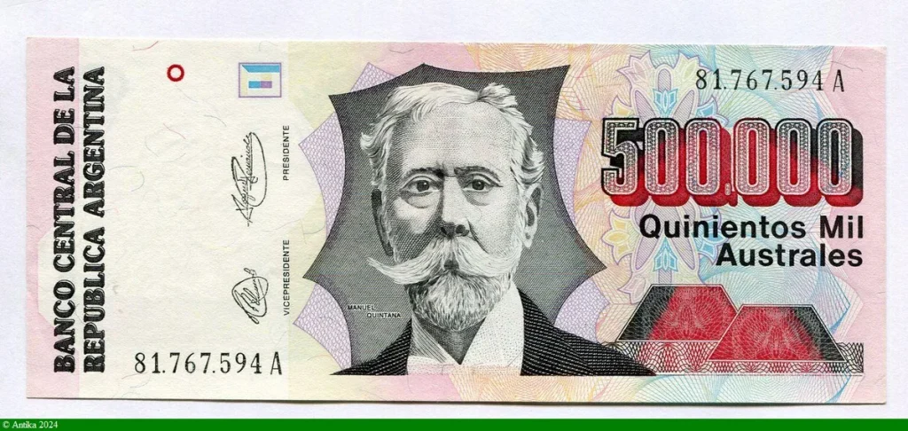 500000 Australes Manuel Quintana RARE PROMO