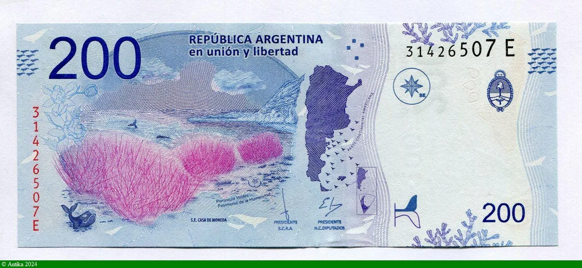 200 Pesos Baleine australe & Fleur * *