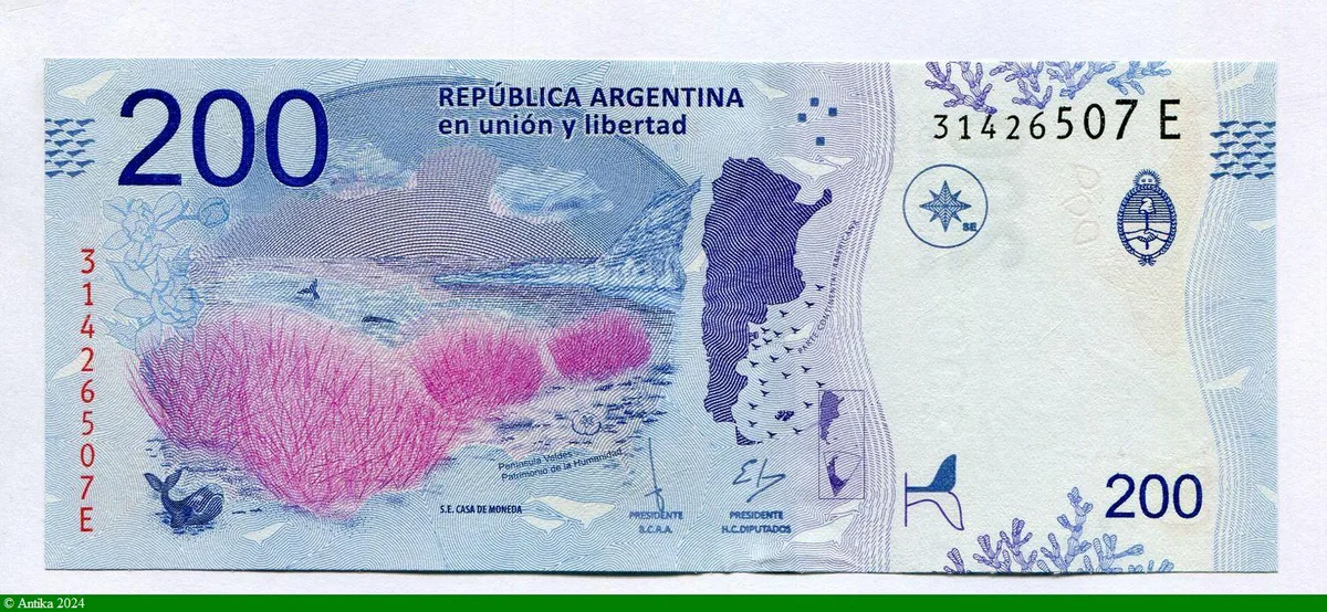 200 Pesos Baleine australe & Fleur * *