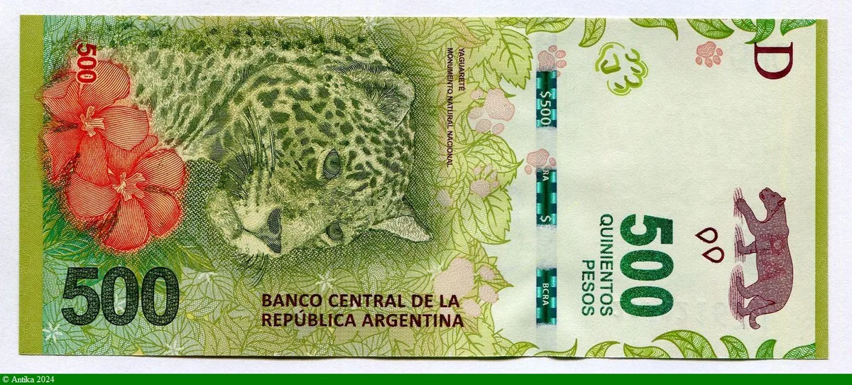 500 Pesos Jaguar & Fleur Magnifique Billet