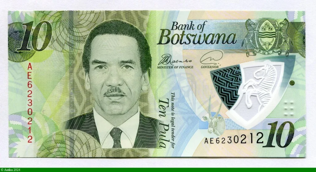 10 Pula Président Seretre Khama