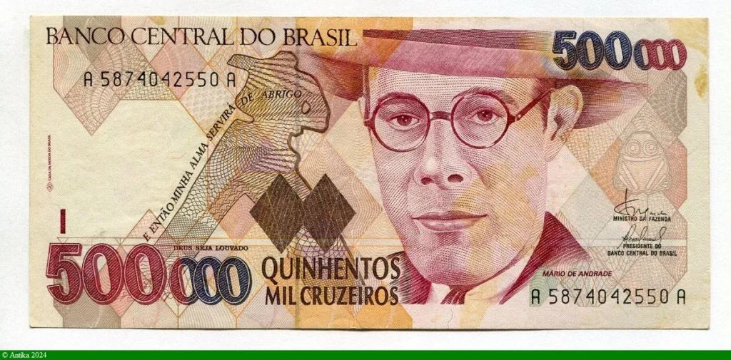 500 000 Cruzeiros Mario de Andrade RARE