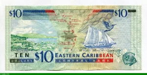 10 Dollars Elizabeth II & Tortue L: Ste Lucie