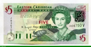 5 Dollars Elizabeth II & Tortue V:St Vincent * *