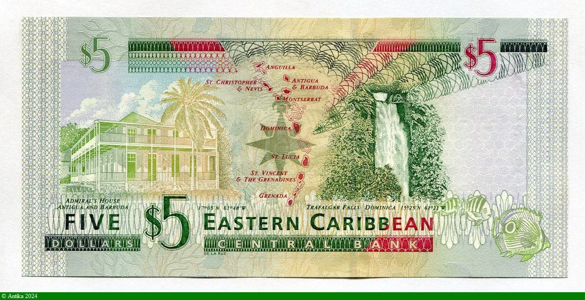 5 Dollars Elizabeth II & Tortue V:St Vincent * *