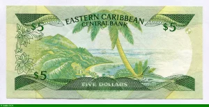 5 Dollars Elizabeth II & Ile L: Ste Lucie