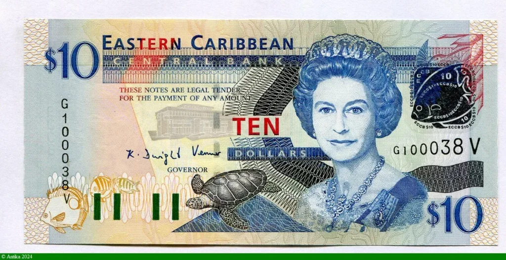 10 Dollars Elizabeth II & Tortue V:St Vincent