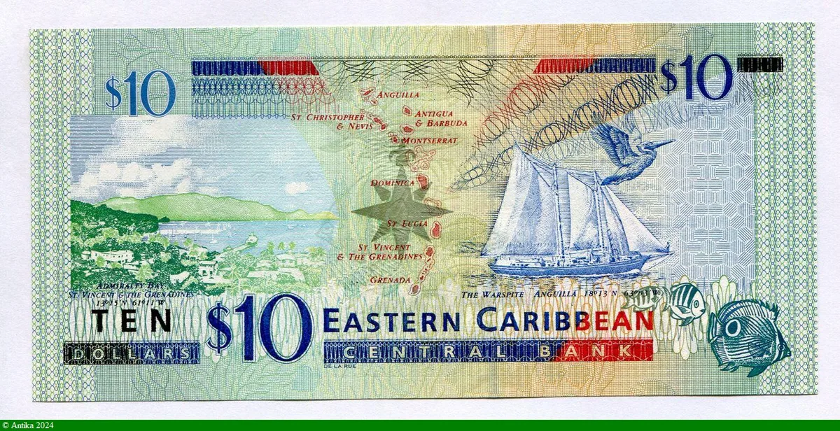 10 Dollars Elizabeth II & Tortue V:St Vincent