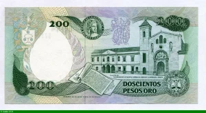 200 Pesos Oro Bolivar & Cathédrale de Bogota