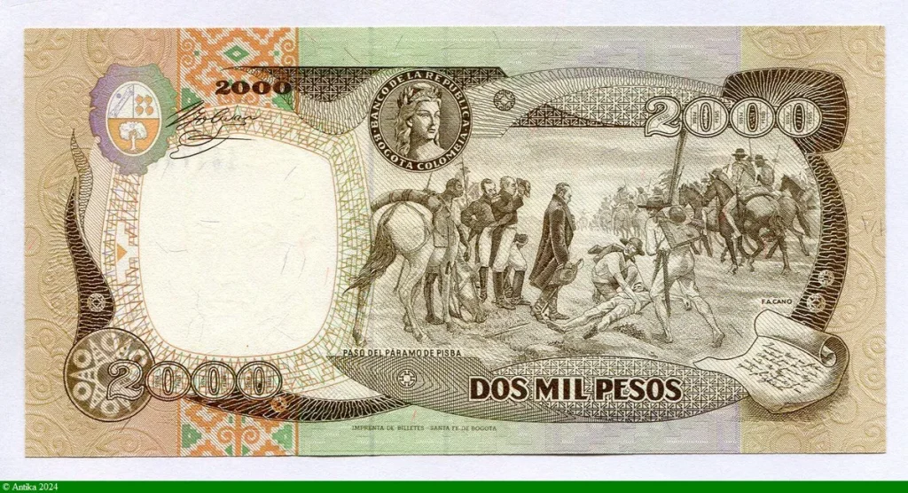 2000 Pesos Oro Simon Bolivar
