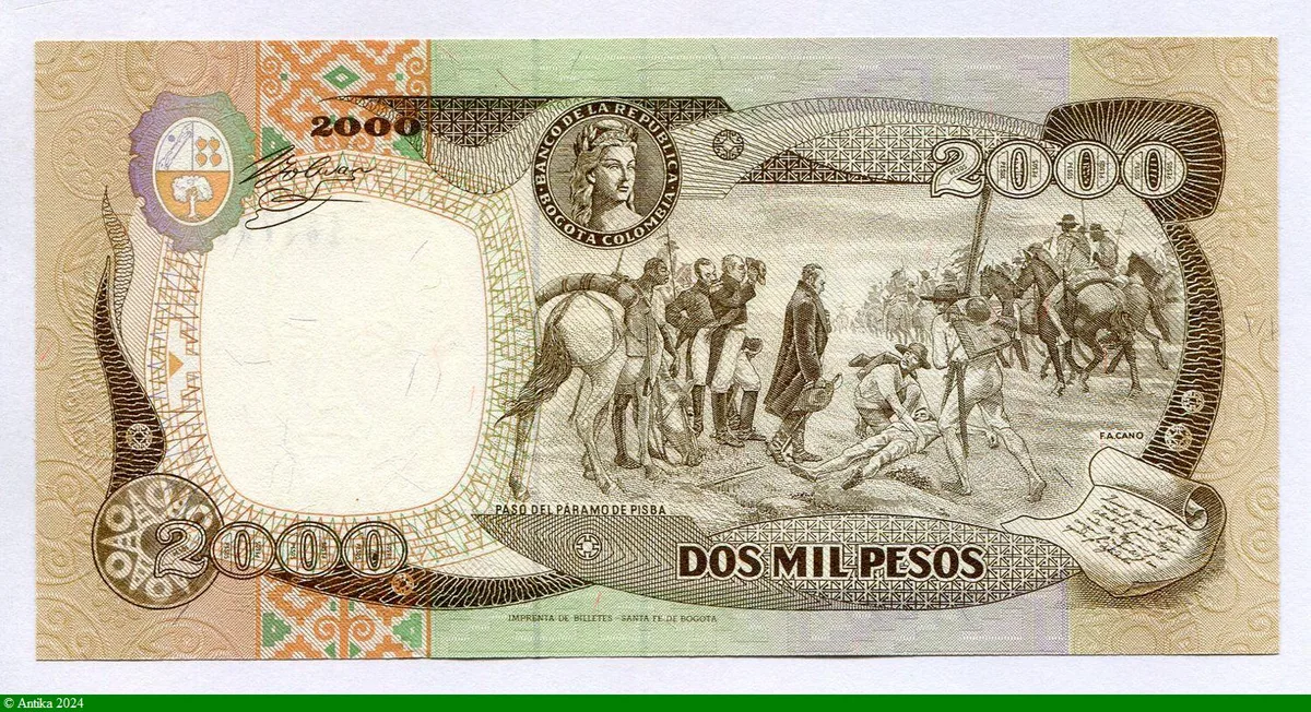 2000 Pesos Oro Simon Bolivar
