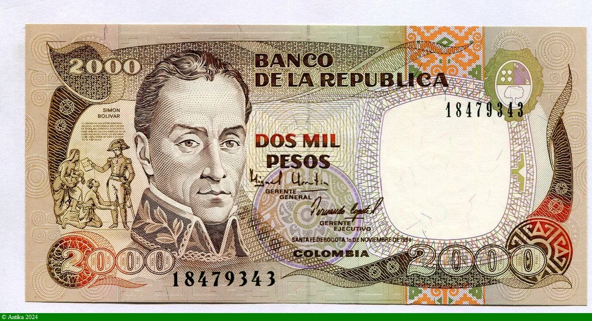2000 Pesos Oro Simon Bolivar