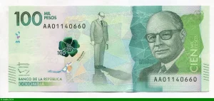 100000 Pesos Président Carlos Lleras Restrepo