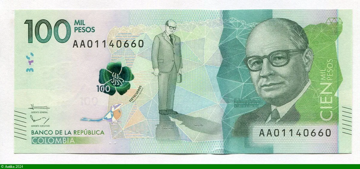 100000 Pesos Président Carlos Lleras Restrepo
