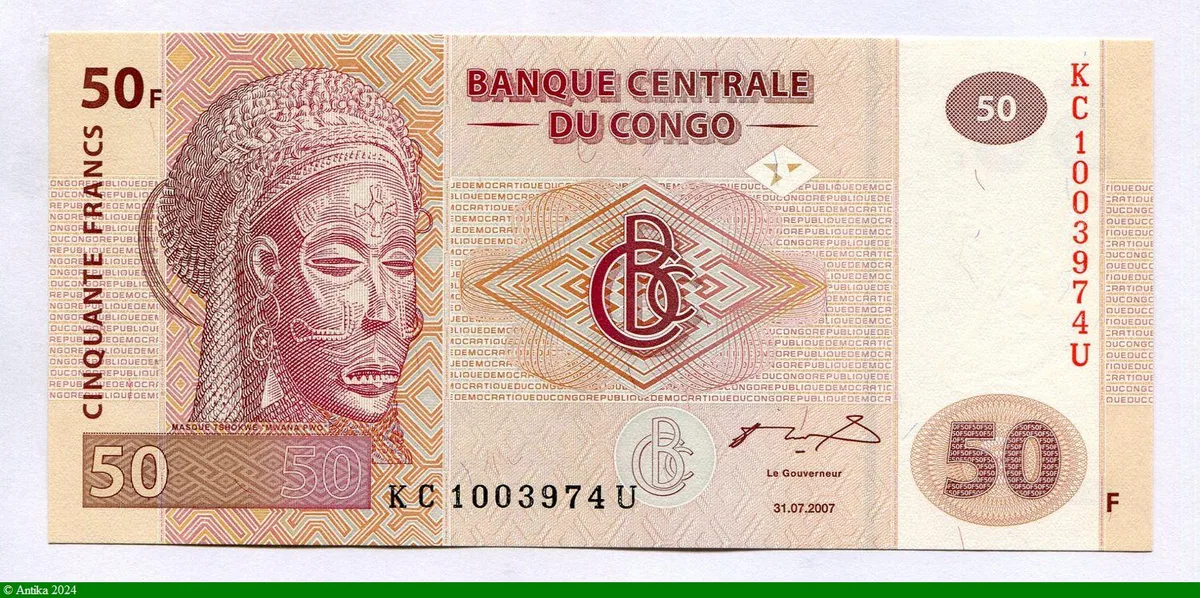 50 FRANCS Masque Tshokwé Mwana Pwo & Village * *
