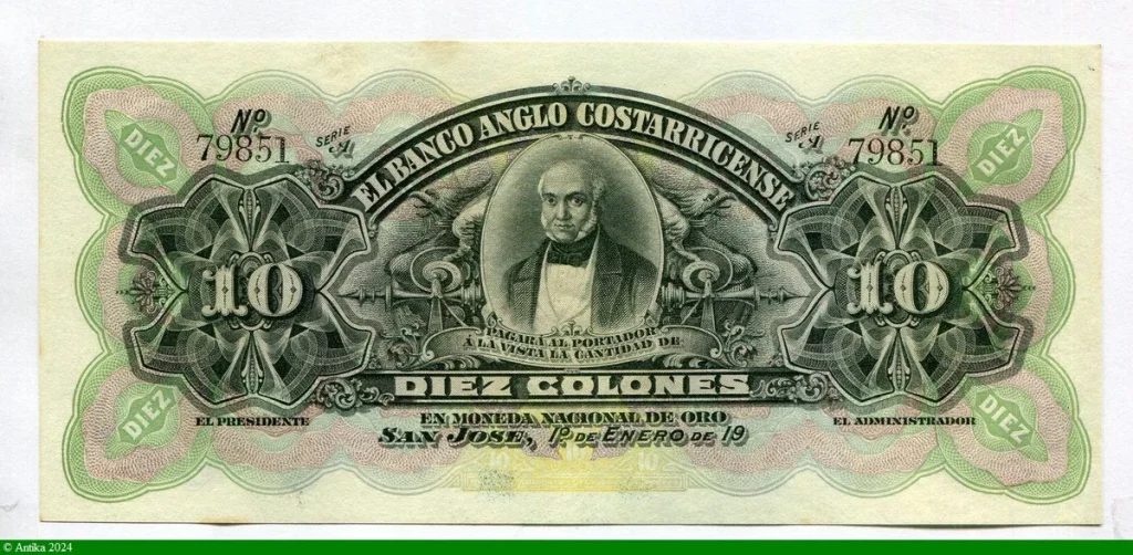 10 Colones Non émis B. Carillo - Armoiries - N°78851