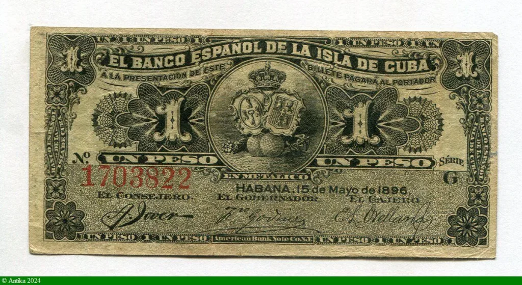 1 Peso El Banco Espanol de la Isla de Cuba