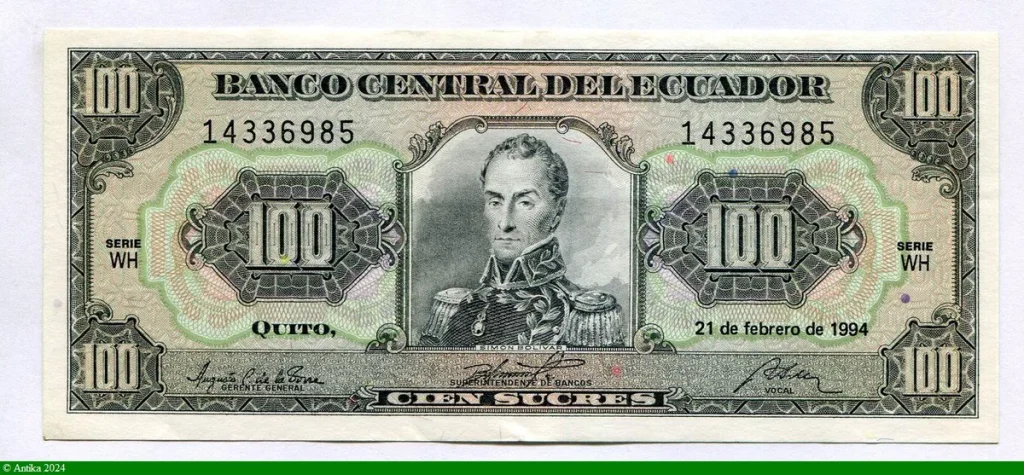 100 Sucres Simon Bolivar