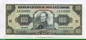 100 Sucres Simon Bolivar