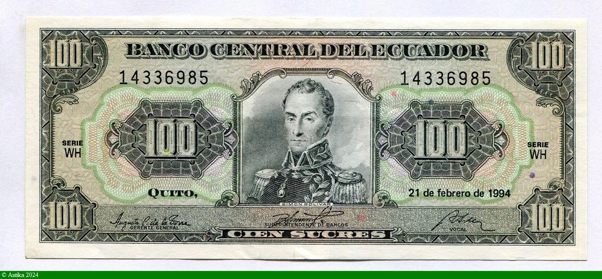 100 Sucres Simon Bolivar