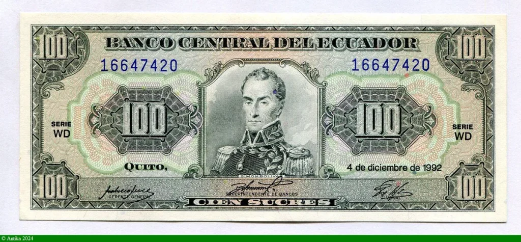 100 Sucres Simon Bolivar