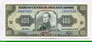 100 Sucres Simon Bolivar