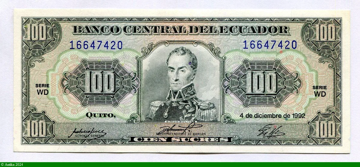 100 Sucres Simon Bolivar