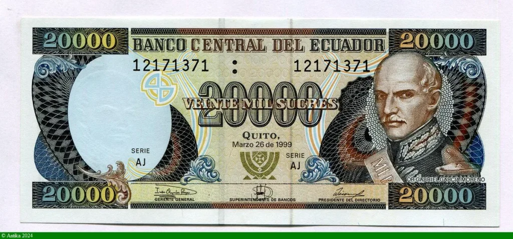 20000 Sucres Dct Gabriel Garcia Moreno