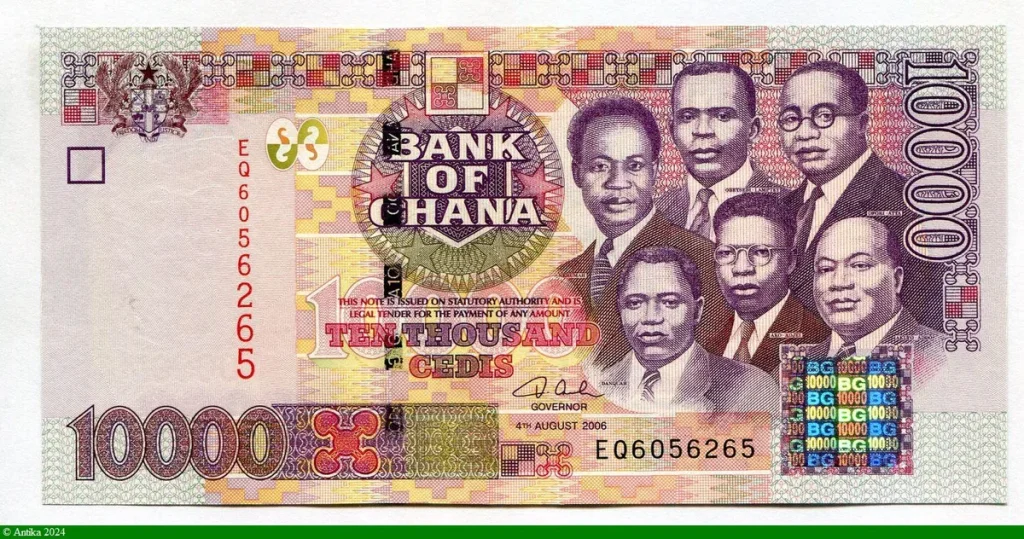 10000 Cedis Buste de 6 grands Dirigeants