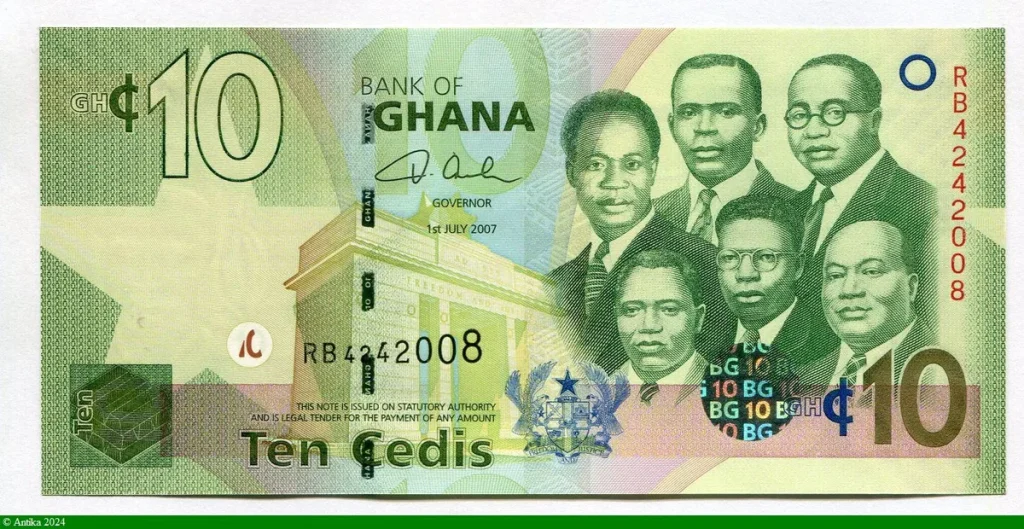 10 Cedis Buste de 6 grands Dirigeants