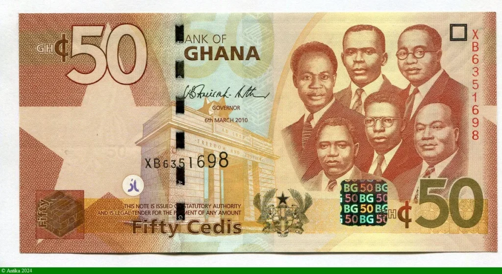 50 Cedis Buste de 6 grands Dirigeants