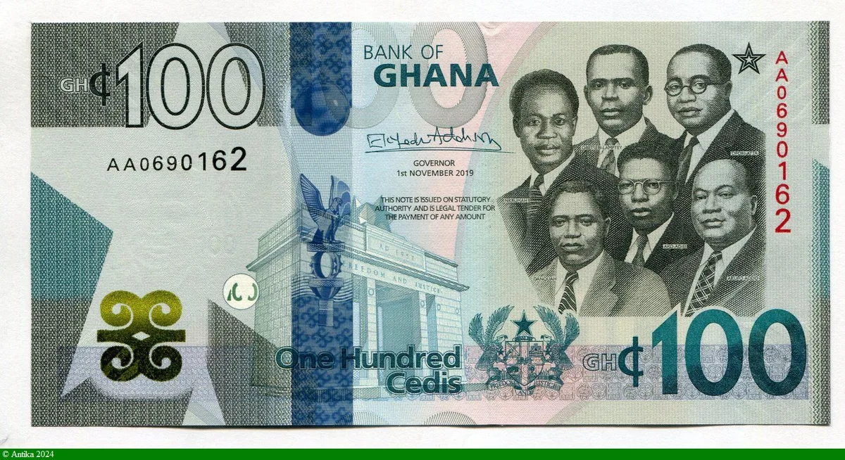 100 Cedis Buste de 6 grands Dirigeants RARE